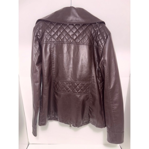Therapy Faux Leather Brown Quilted Moto Jacket Women's‎ Medium - Picture 5 of 5